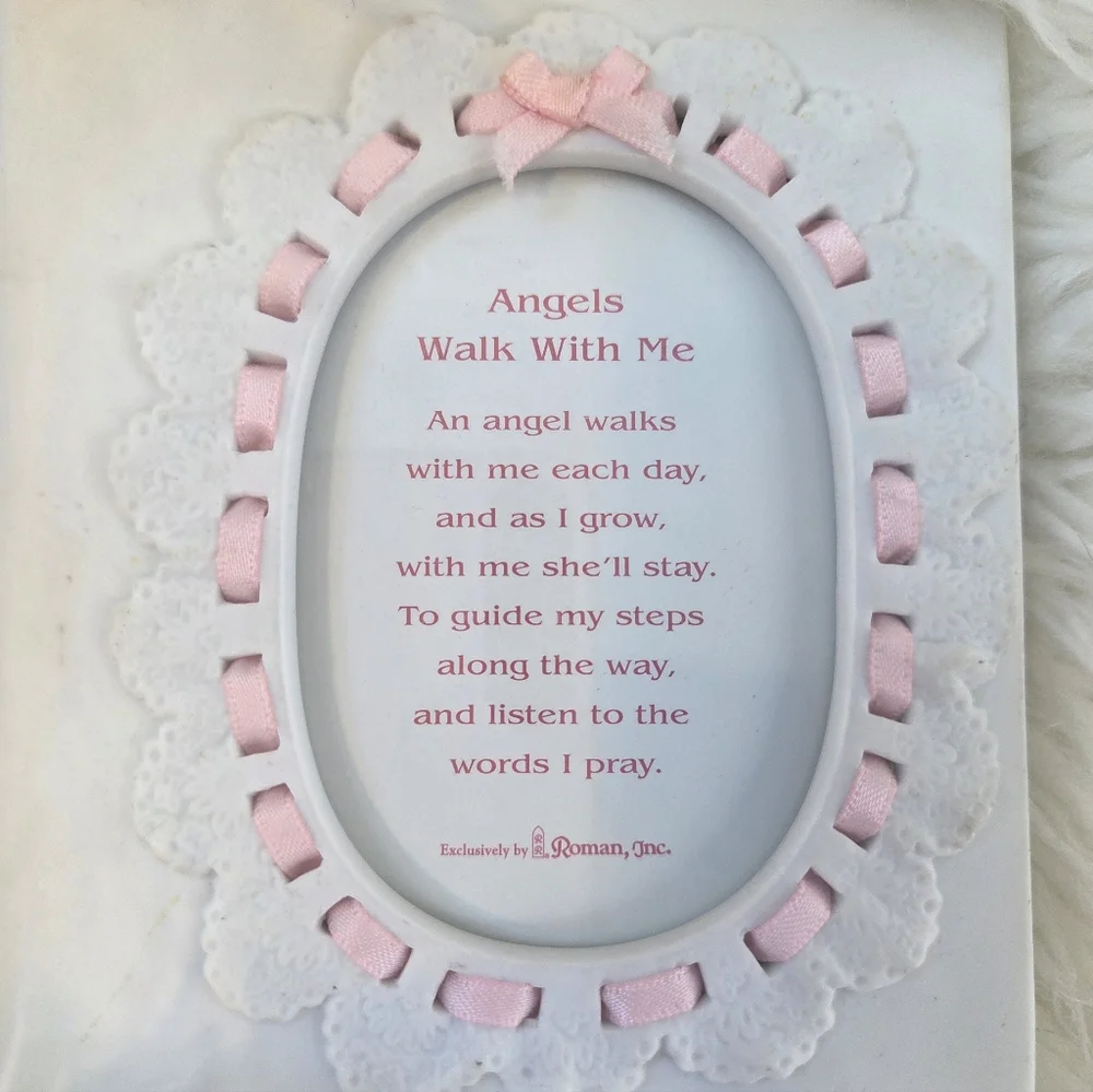 Precious Moments Angel Photo Card Holder Vintage Pink White